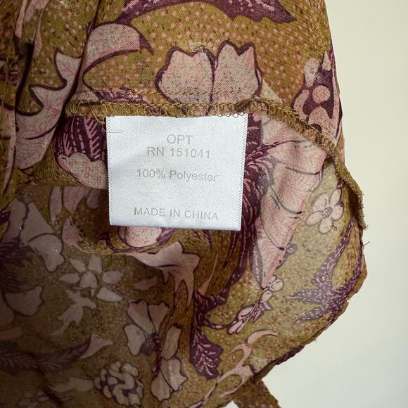 O.P.T One Pretty Time Womens Top L Smocked Peasant Praire Peasant Boho Cottage - Picture 5 of 8